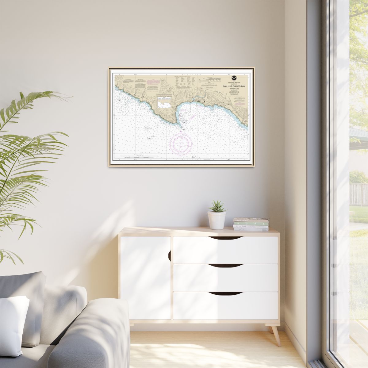 Chart 18704 San Luis Obispo Bay, Port San Luis - NOAA Nautical Chart Floating Frame Canvas | 30" x 20" | 36" x 24" | 48" x 32" - Natural context-1