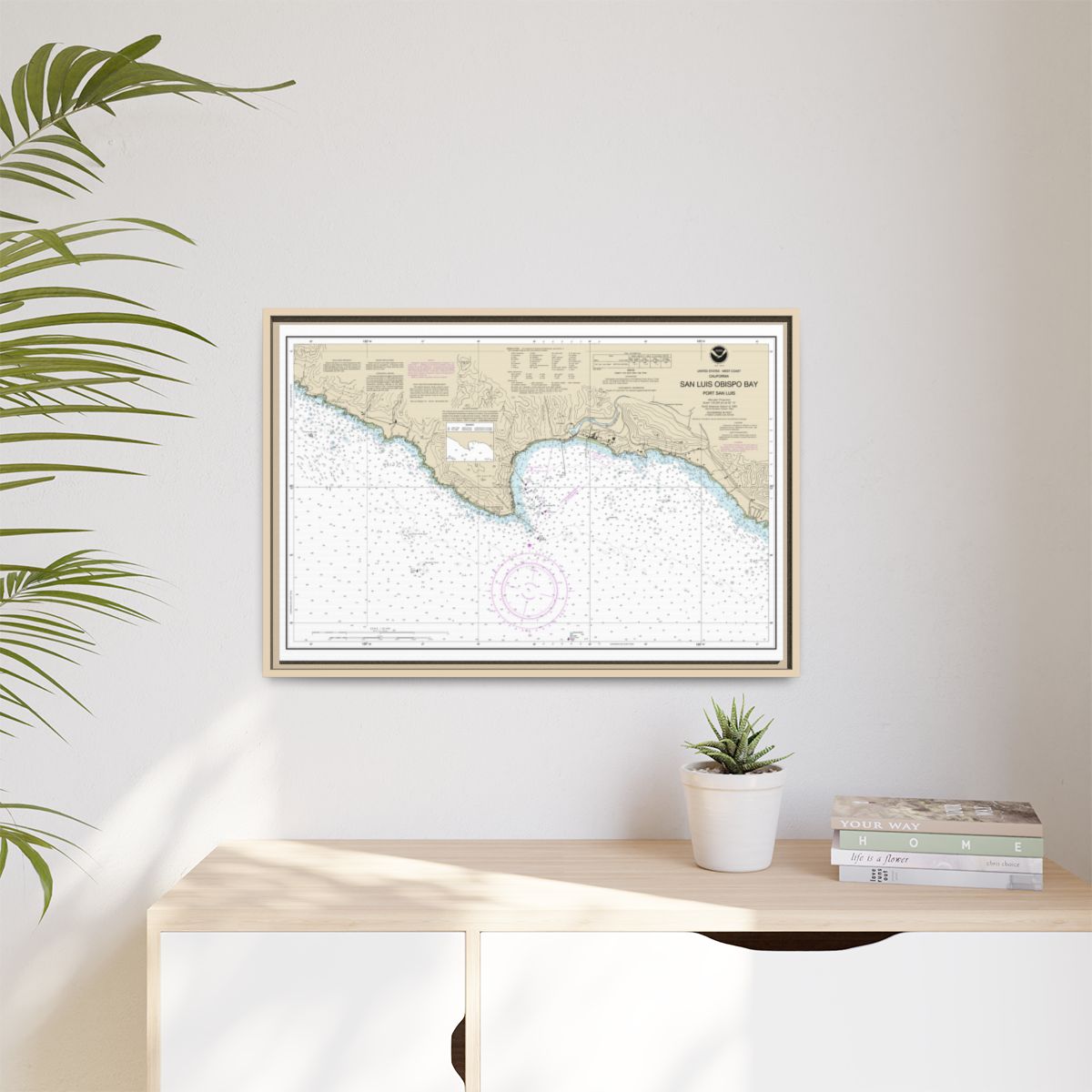 Chart 18704 San Luis Obispo Bay, Port San Luis - NOAA Nautical Chart Floating Frame Canvas | 30" x 20" | 36" x 24" | 48" x 32" - Natural context-1