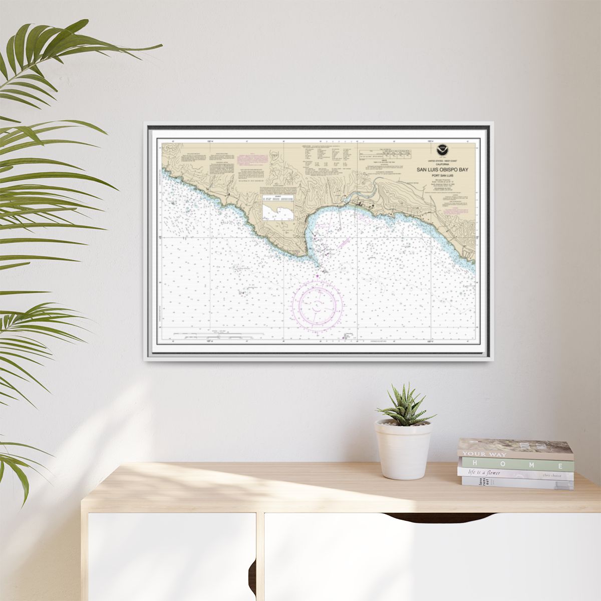 Chart 18704 San Luis Obispo Bay, Port San Luis - NOAA Nautical Chart Floating Frame Canvas | 30" x 20" | 36" x 24" | 48" x 32" - White context-1