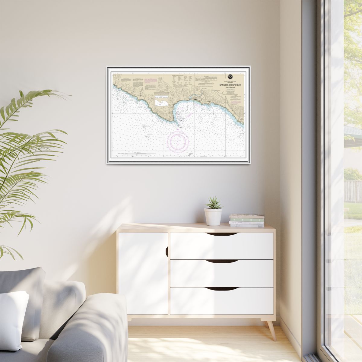 Chart 18704 San Luis Obispo Bay, Port San Luis - NOAA Nautical Chart Floating Frame Canvas | 30" x 20" | 36" x 24" | 48" x 32" - White context-1