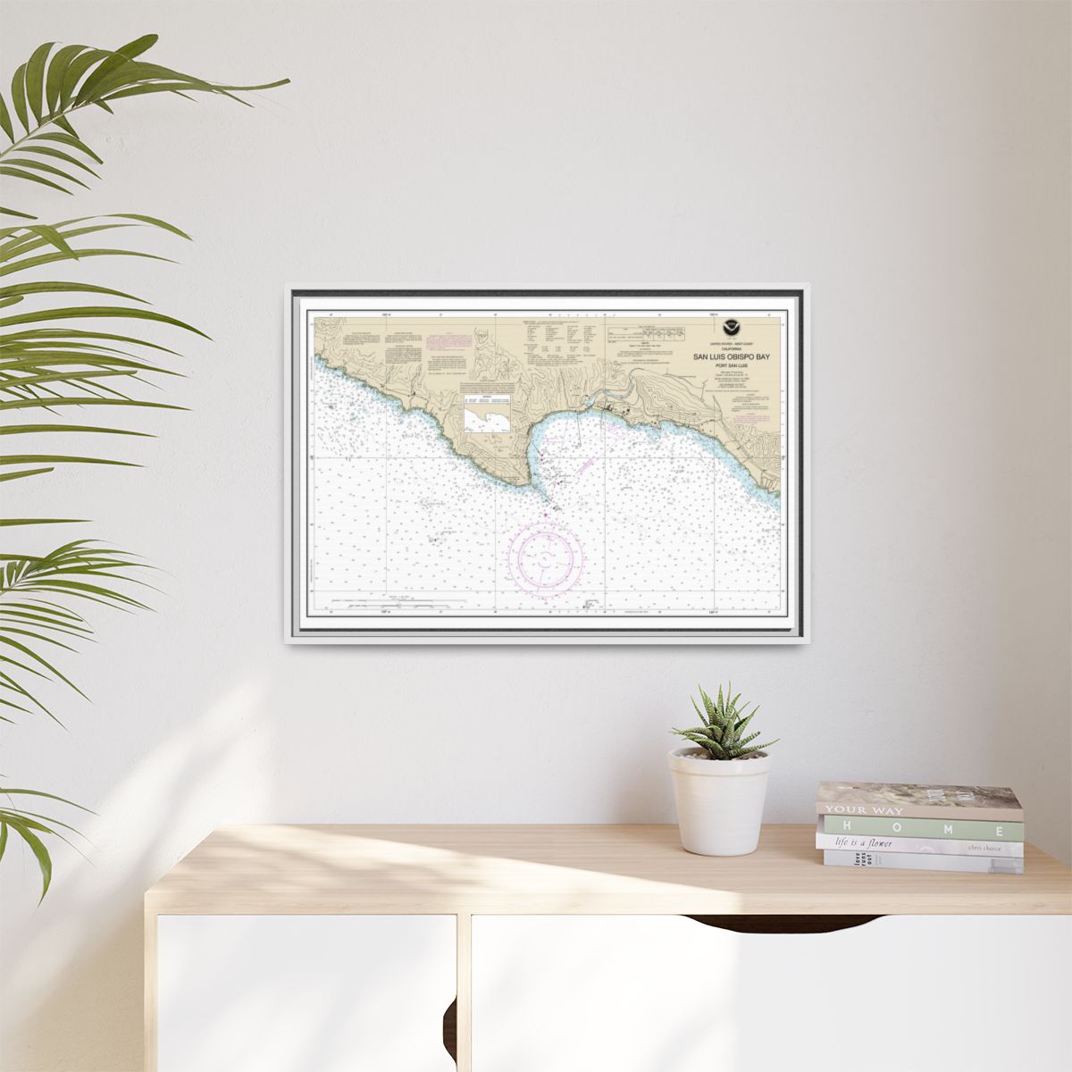 Chart 18704 San Luis Obispo Bay, Port San Luis - NOAA Nautical Chart Floating Frame Canvas | 30" x 20" | 36" x 24" | 48" x 32" - White context-1