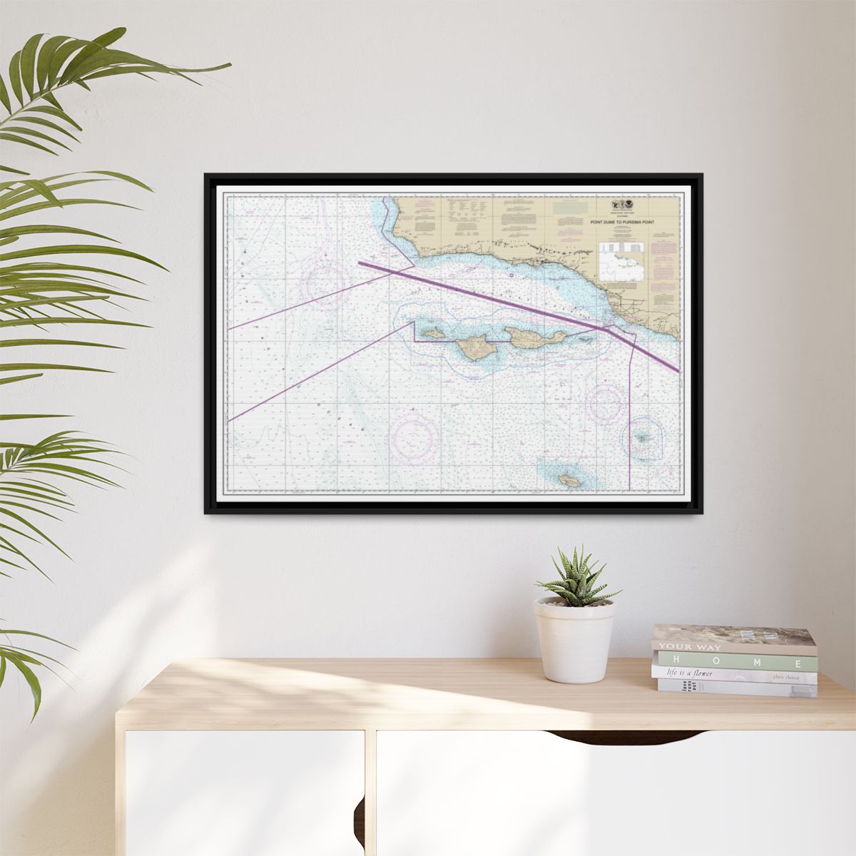 Chart 18720 Point Dume to Purisma Point - NOAA Nautical Chart Floating Frame Canvas | 30" x 20" | 36" x 24" | 48" x 32" - Black context-1
