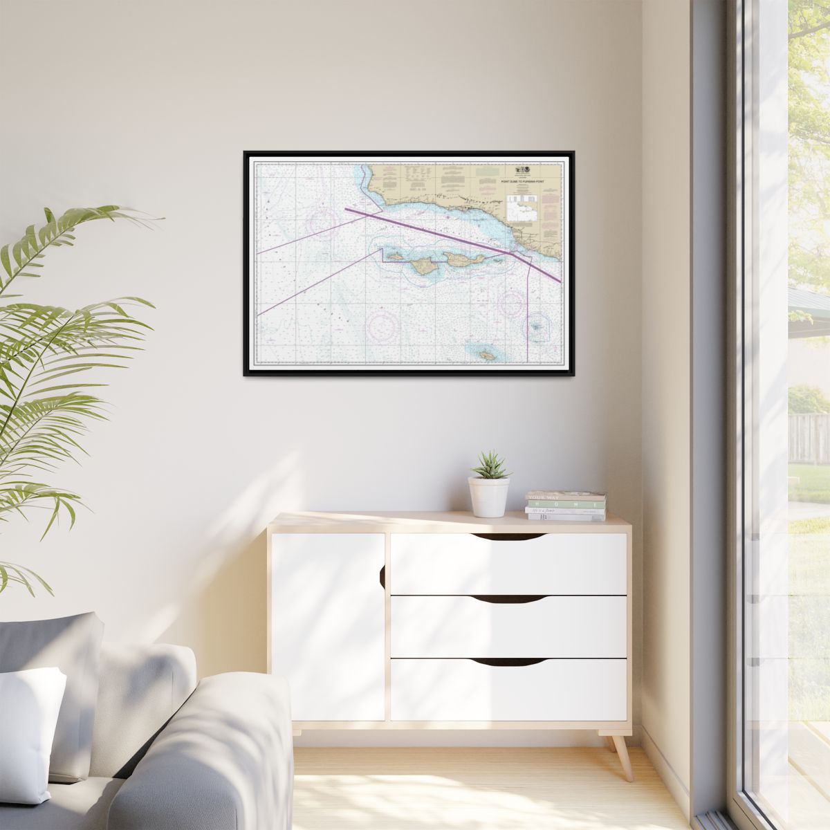 Chart 18720 Point Dume to Purisma Point - NOAA Nautical Chart Floating Frame Canvas | 30" x 20" | 36" x 24" | 48" x 32" - Black context-1