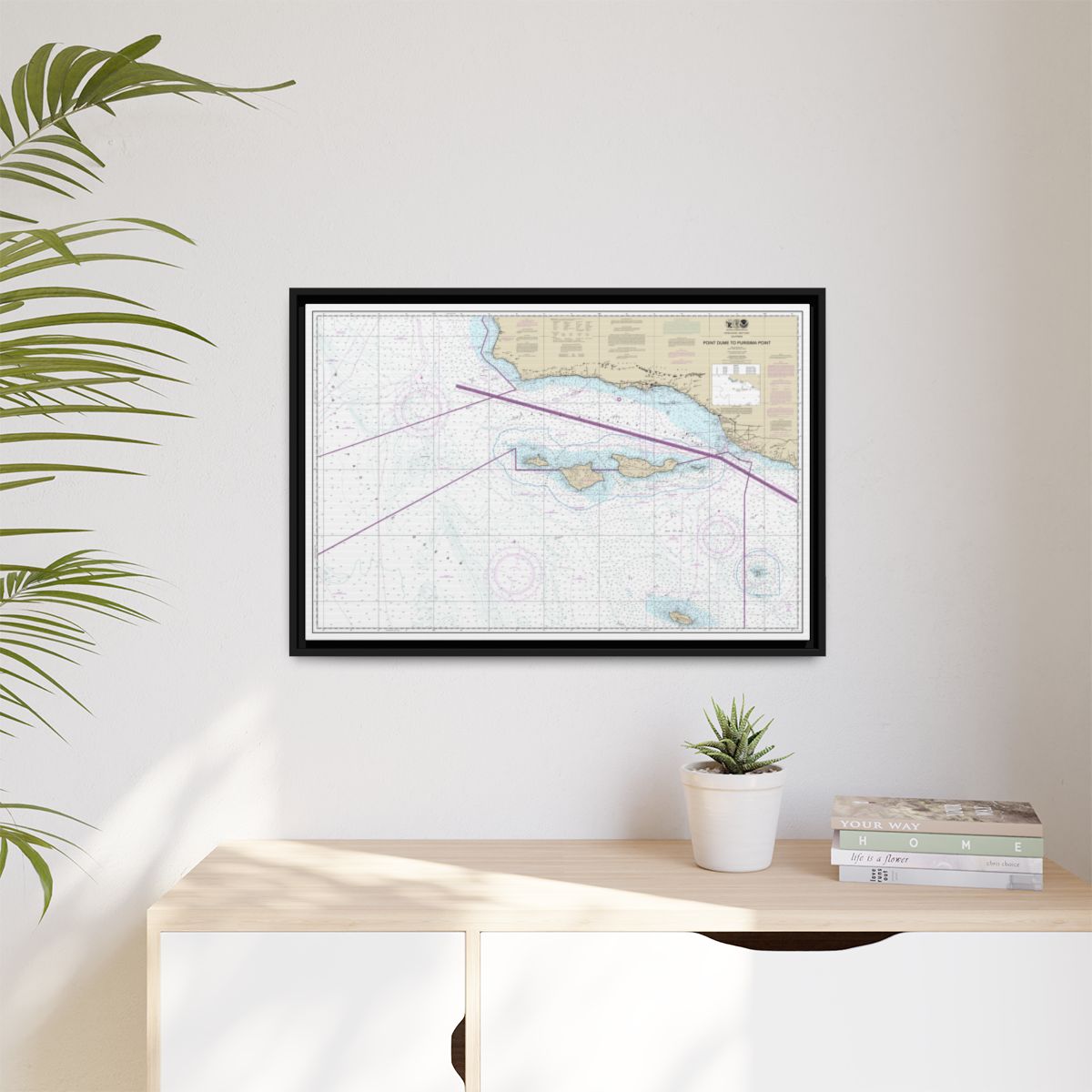 Chart 18720 Point Dume to Purisma Point - NOAA Nautical Chart Floating Frame Canvas | 30" x 20" | 36" x 24" | 48" x 32" - Black context-1