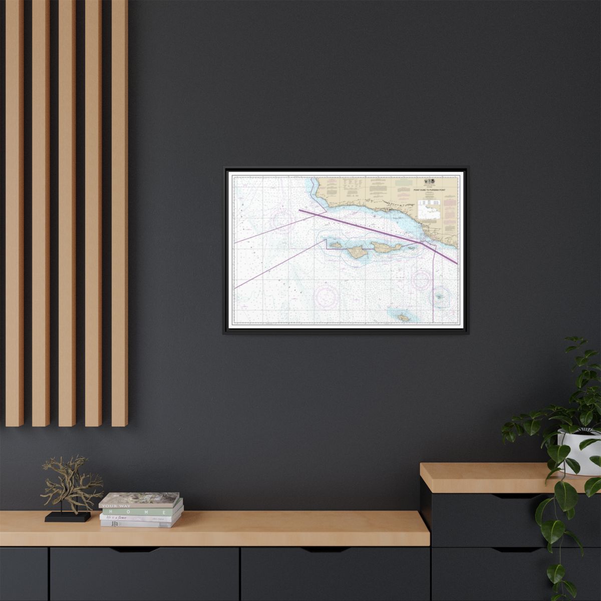 Chart 18720 Point Dume to Purisma Point - NOAA Nautical Chart Floating Frame Canvas | 30" x 20" | 36" x 24" | 48" x 32" - Black context-2