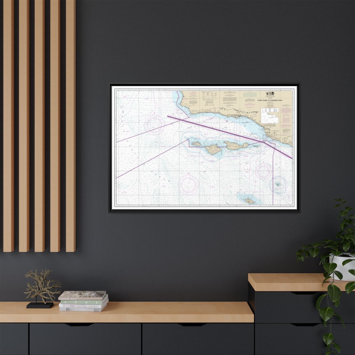 Chart 18720 Point Dume to Purisma Point - NOAA Nautical Chart Floating Frame Canvas | 30" x 20" | 36" x 24" | 48" x 32" - Black context-2