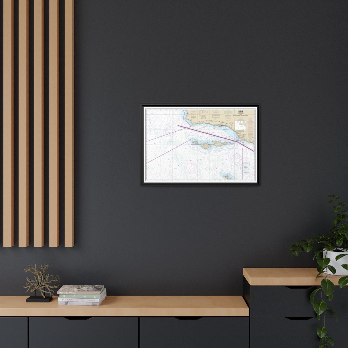 Chart 18720 Point Dume to Purisma Point - NOAA Nautical Chart Floating Frame Canvas | 30" x 20" | 36" x 24" | 48" x 32" - Black context-2