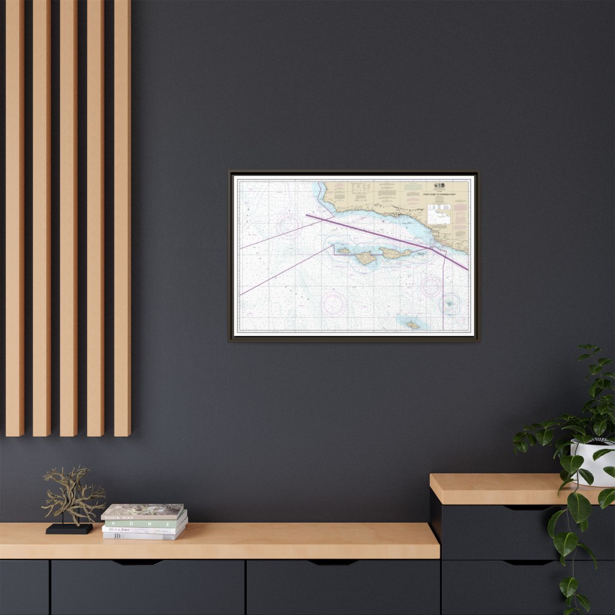 Chart 18720 Point Dume to Purisma Point - NOAA Nautical Chart Floating Frame Canvas | 30" x 20" | 36" x 24" | 48" x 32" - Espresso context-2