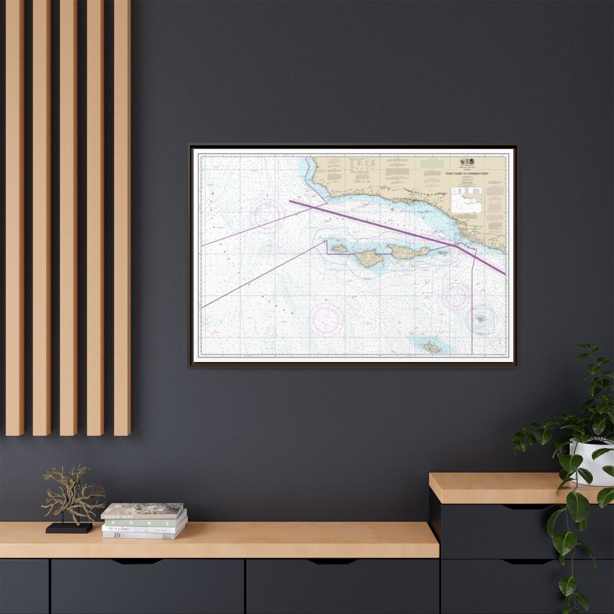 Chart 18720 Point Dume to Purisma Point - NOAA Nautical Chart Floating Frame Canvas | 30" x 20" | 36" x 24" | 48" x 32" - Espresso context-2