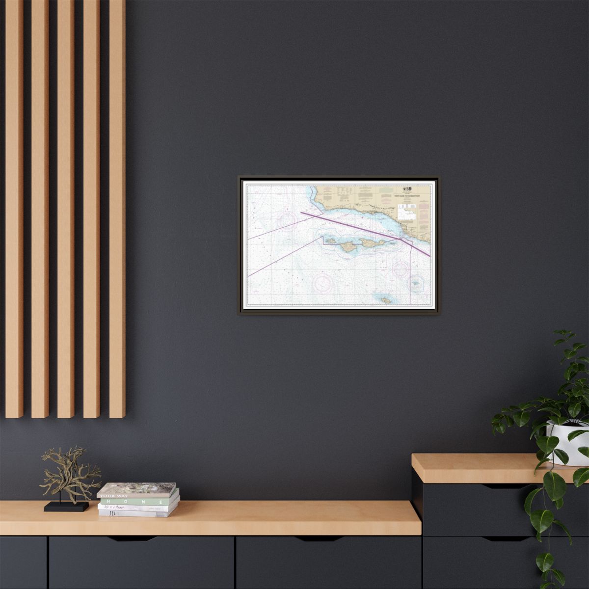 Chart 18720 Point Dume to Purisma Point - NOAA Nautical Chart Floating Frame Canvas | 30" x 20" | 36" x 24" | 48" x 32" - Espresso context-2