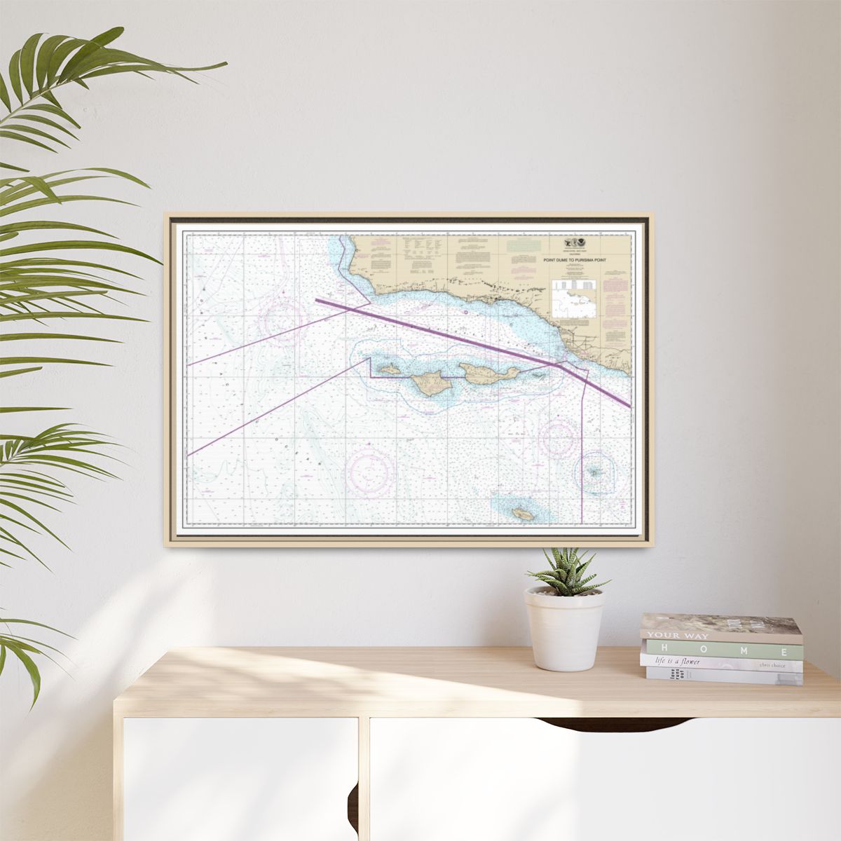 Chart 18720 Point Dume to Purisma Point - NOAA Nautical Chart Floating Frame Canvas | 30" x 20" | 36" x 24" | 48" x 32" - Natural context-1