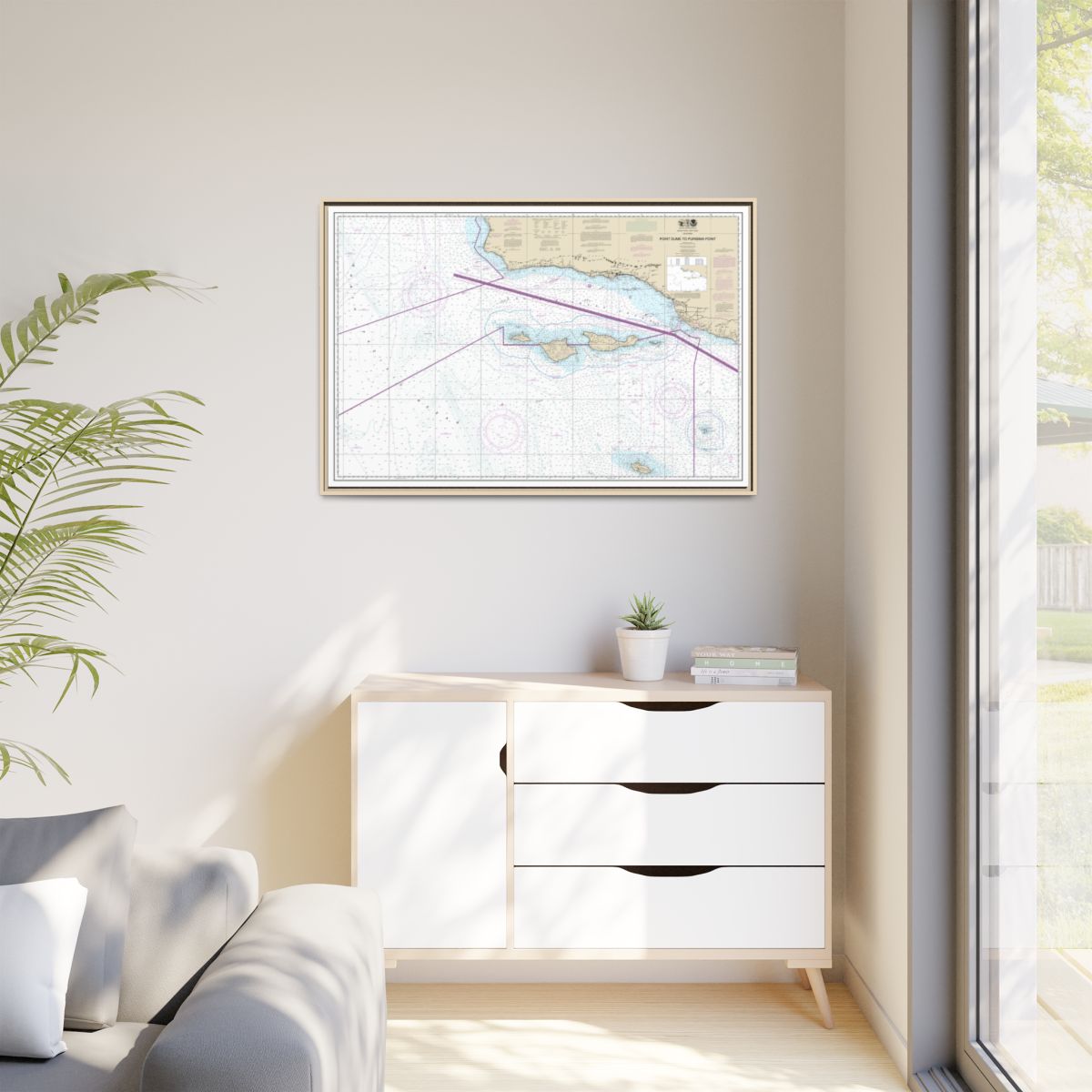 Chart 18720 Point Dume to Purisma Point - NOAA Nautical Chart Floating Frame Canvas | 30" x 20" | 36" x 24" | 48" x 32" - Natural context-1