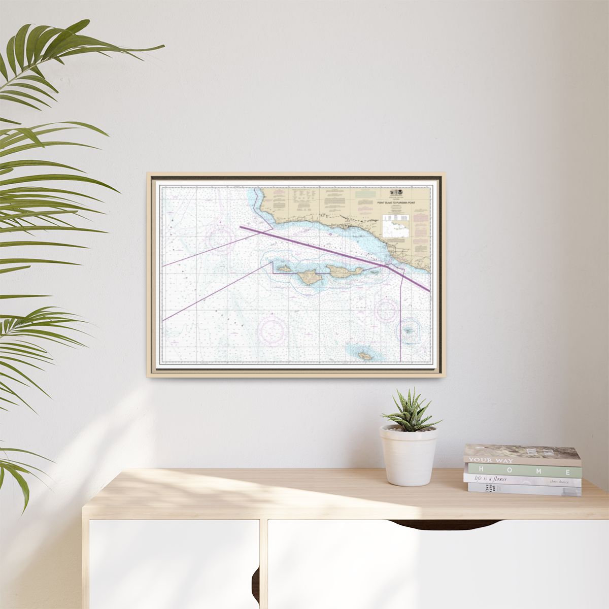 Chart 18720 Point Dume to Purisma Point - NOAA Nautical Chart Floating Frame Canvas | 30" x 20" | 36" x 24" | 48" x 32" - Natural context-1
