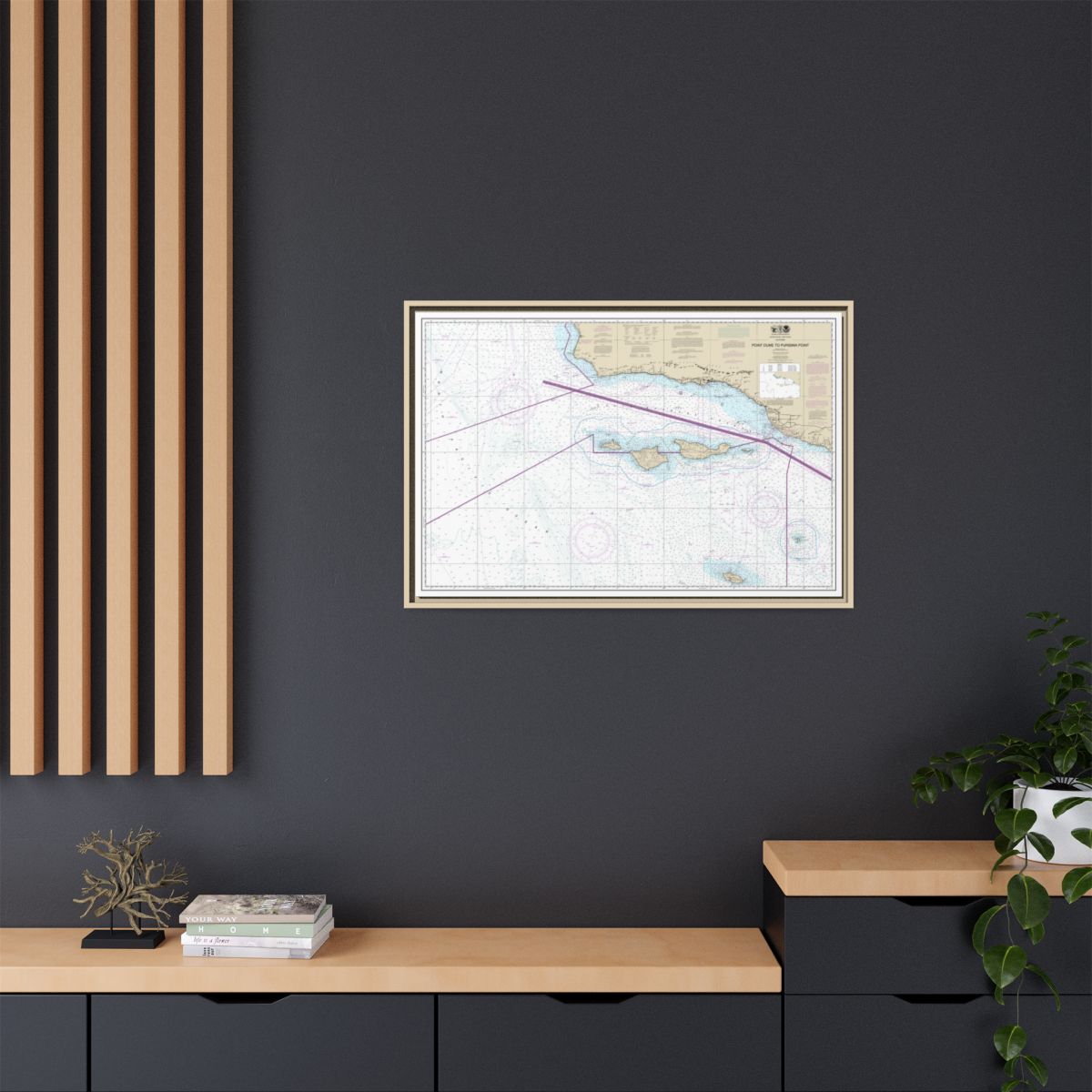 Chart 18720 Point Dume to Purisma Point - NOAA Nautical Chart Floating Frame Canvas | 30" x 20" | 36" x 24" | 48" x 32" - Natural context-2