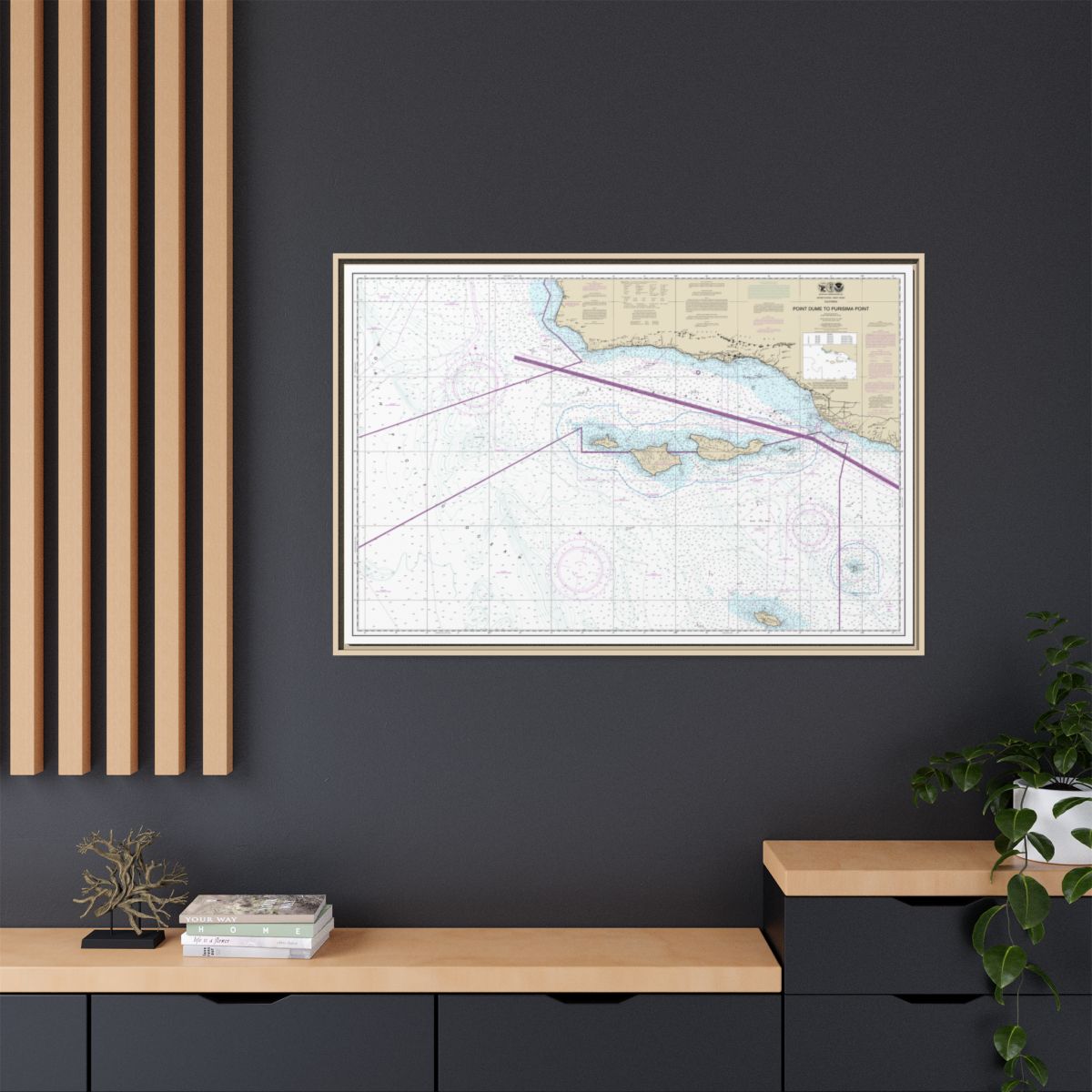 Chart 18720 Point Dume to Purisma Point - NOAA Nautical Chart Floating Frame Canvas | 30" x 20" | 36" x 24" | 48" x 32" - Natural context-2