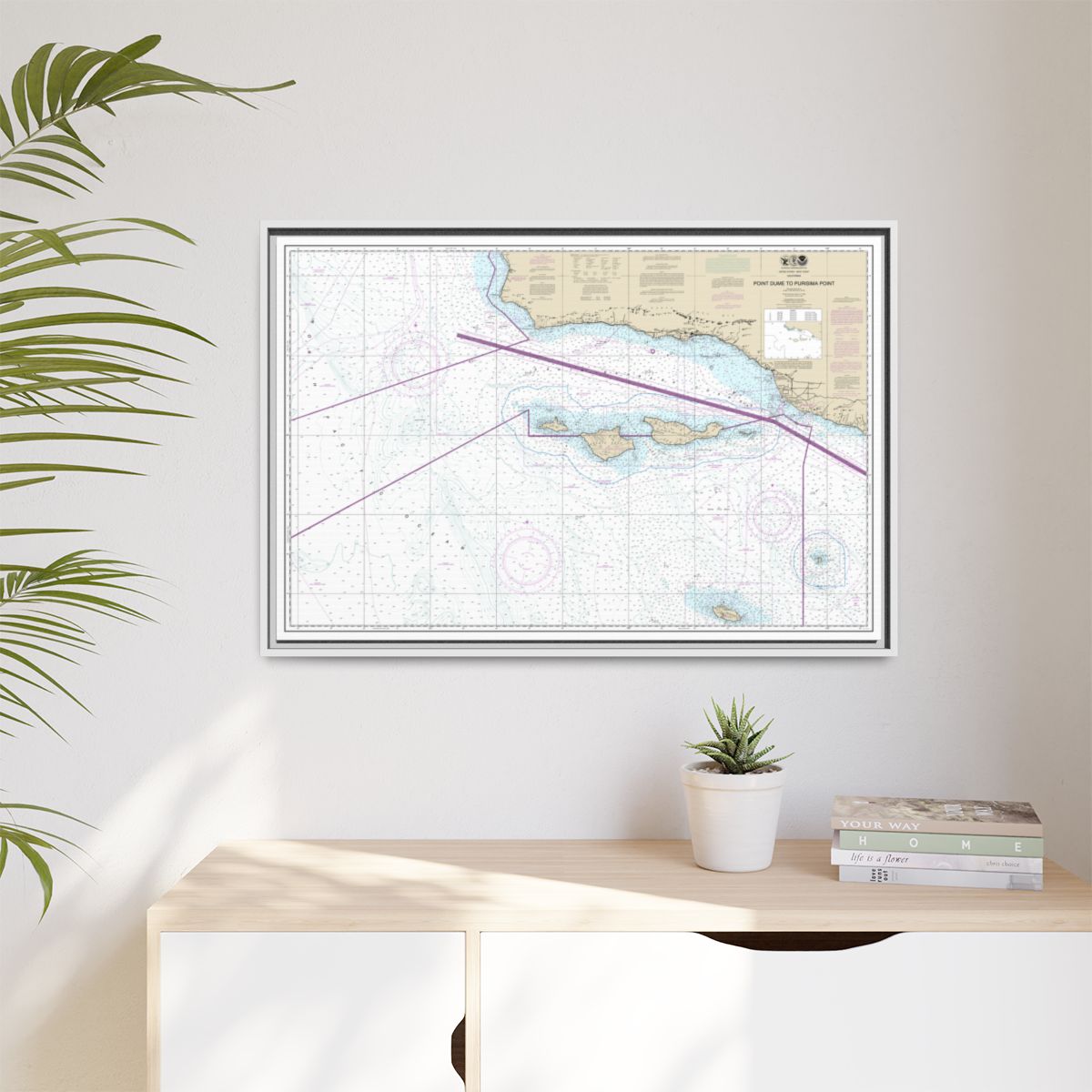 Chart 18720 Point Dume to Purisma Point - NOAA Nautical Chart Floating Frame Canvas | 30" x 20" | 36" x 24" | 48" x 32" - White context-1