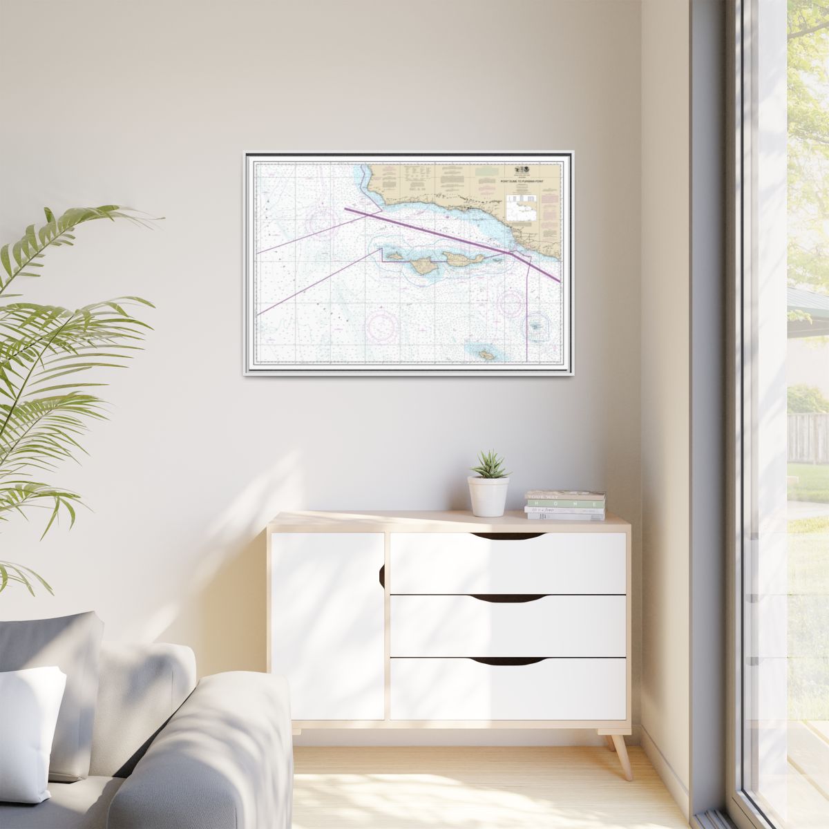 Chart 18720 Point Dume to Purisma Point - NOAA Nautical Chart Floating Frame Canvas | 30" x 20" | 36" x 24" | 48" x 32" - White context-1