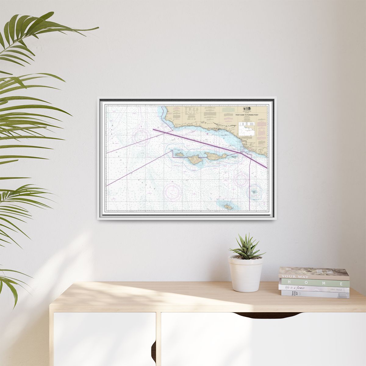 Chart 18720 Point Dume to Purisma Point - NOAA Nautical Chart Floating Frame Canvas | 30" x 20" | 36" x 24" | 48" x 32" - White context-1