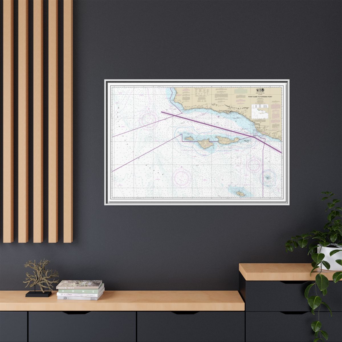 Chart 18720 Point Dume to Purisma Point - NOAA Nautical Chart Floating Frame Canvas | 30" x 20" | 36" x 24" | 48" x 32" - White context-2