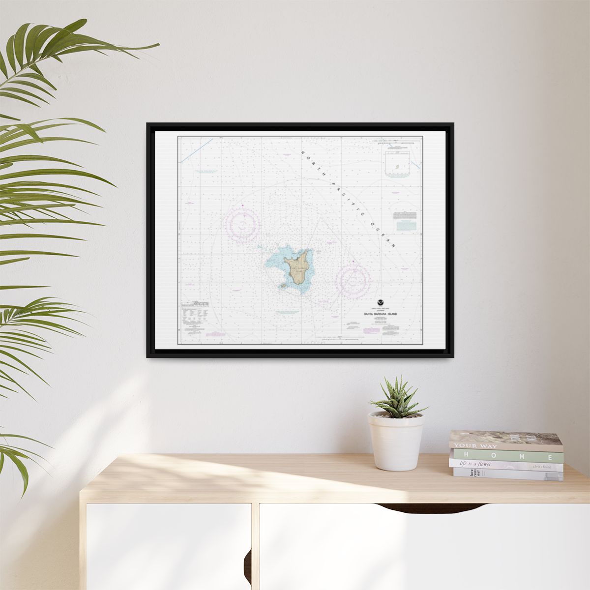 Chart 18756 Santa Barbara Island - NOAA Nautical Chart Floating Frame Canvas | 32" x 24" | 40" x 30" - Black context-1