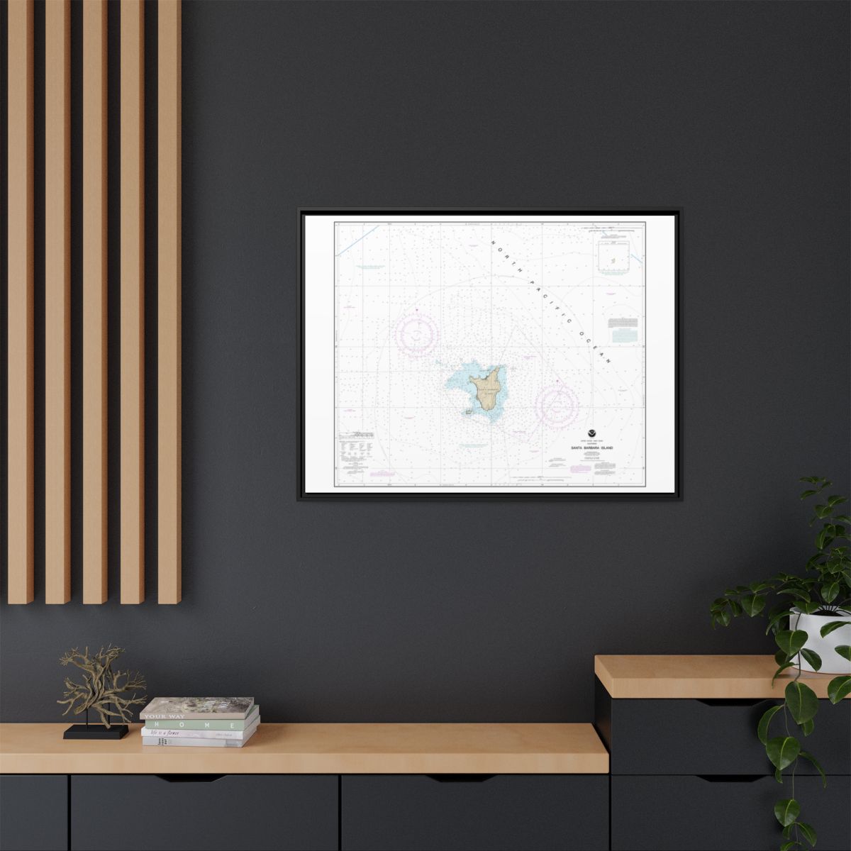 Chart 18756 Santa Barbara Island - NOAA Nautical Chart Floating Frame Canvas | 32" x 24" | 40" x 30" - Black context-2
