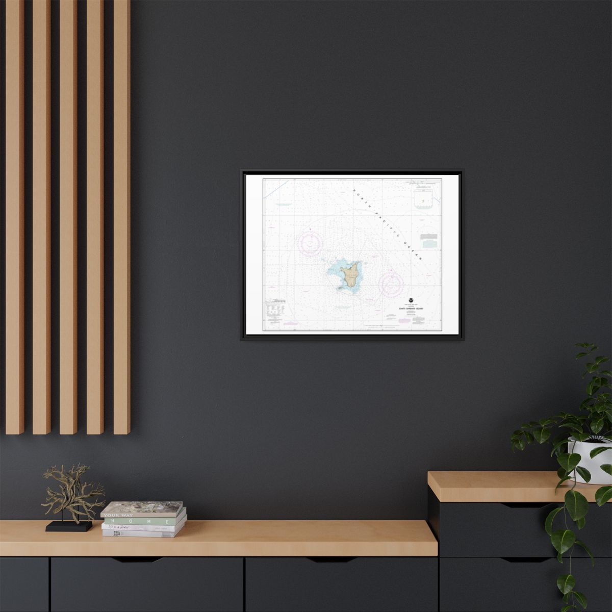 Chart 18756 Santa Barbara Island - NOAA Nautical Chart Floating Frame Canvas | 32" x 24" | 40" x 30" - Black context-2