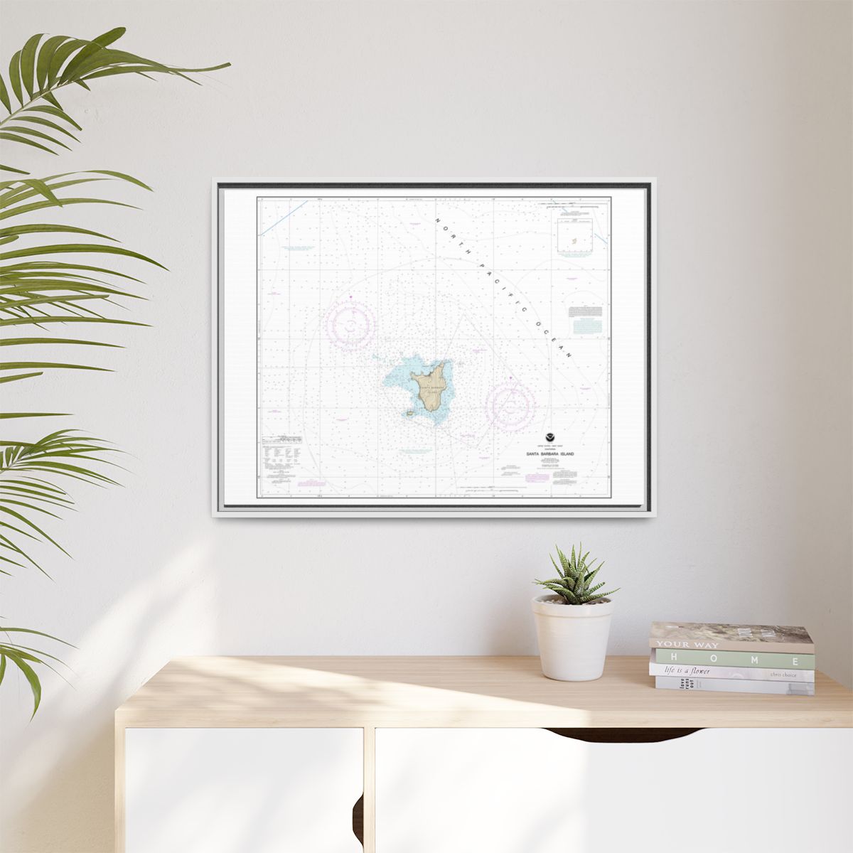 Chart 18756 Santa Barbara Island - NOAA Nautical Chart Floating Frame Canvas | 32" x 24" | 40" x 30" - White context-1