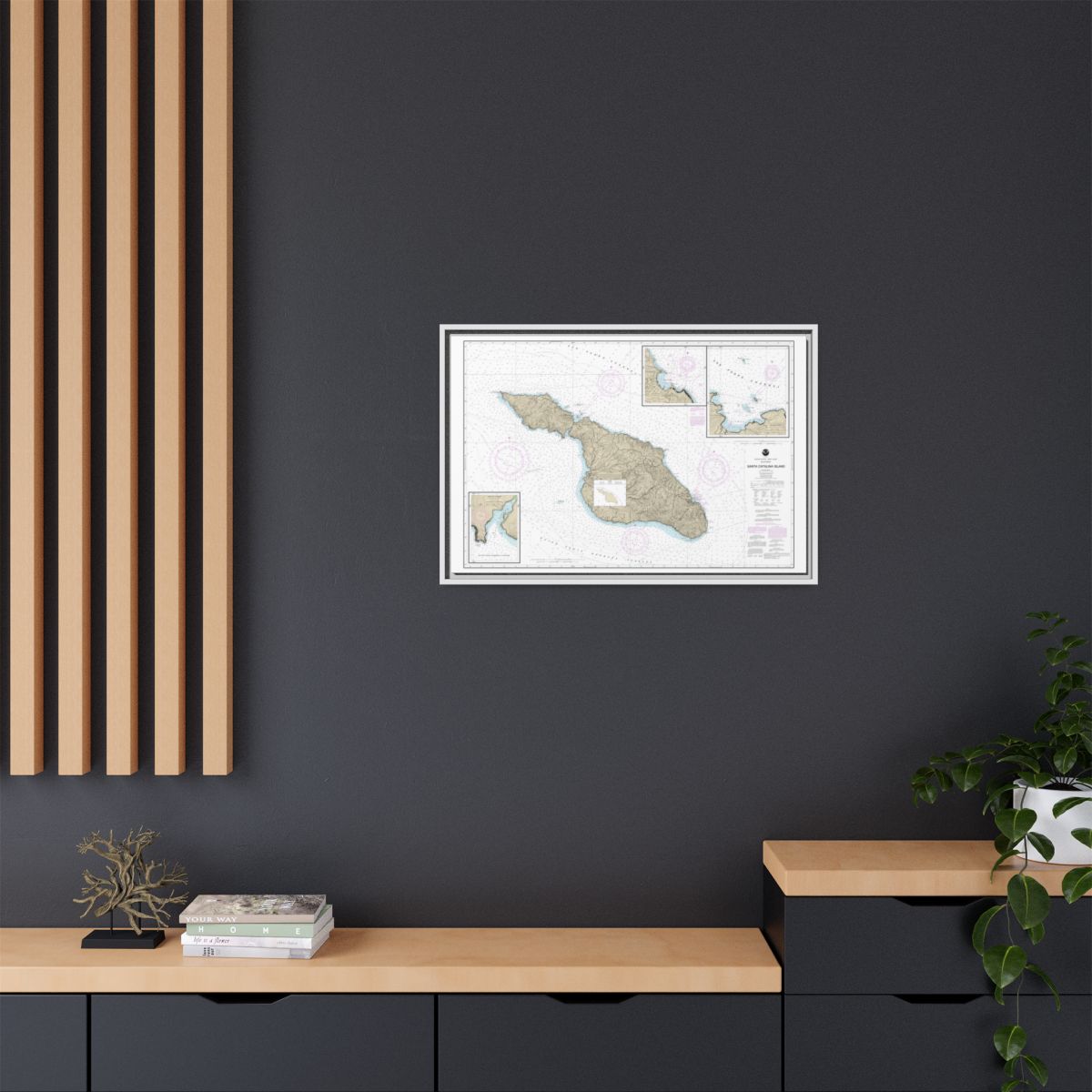 Chart 18757 Santa Catalina Island;Avalon Bay;Catalina Harbor;Isthmus Cove - NOAA Nautical Chart Floating Frame Canvas | 30" x 20" | 36" x 24" | 48" x 32" - White context-2