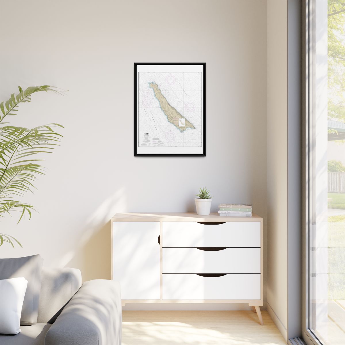 Chart 18762 San Clemente Island - NOAA Nautical Chart Floating Frame Canvas | 24" x 32" | 30" x 40" - Black context-1