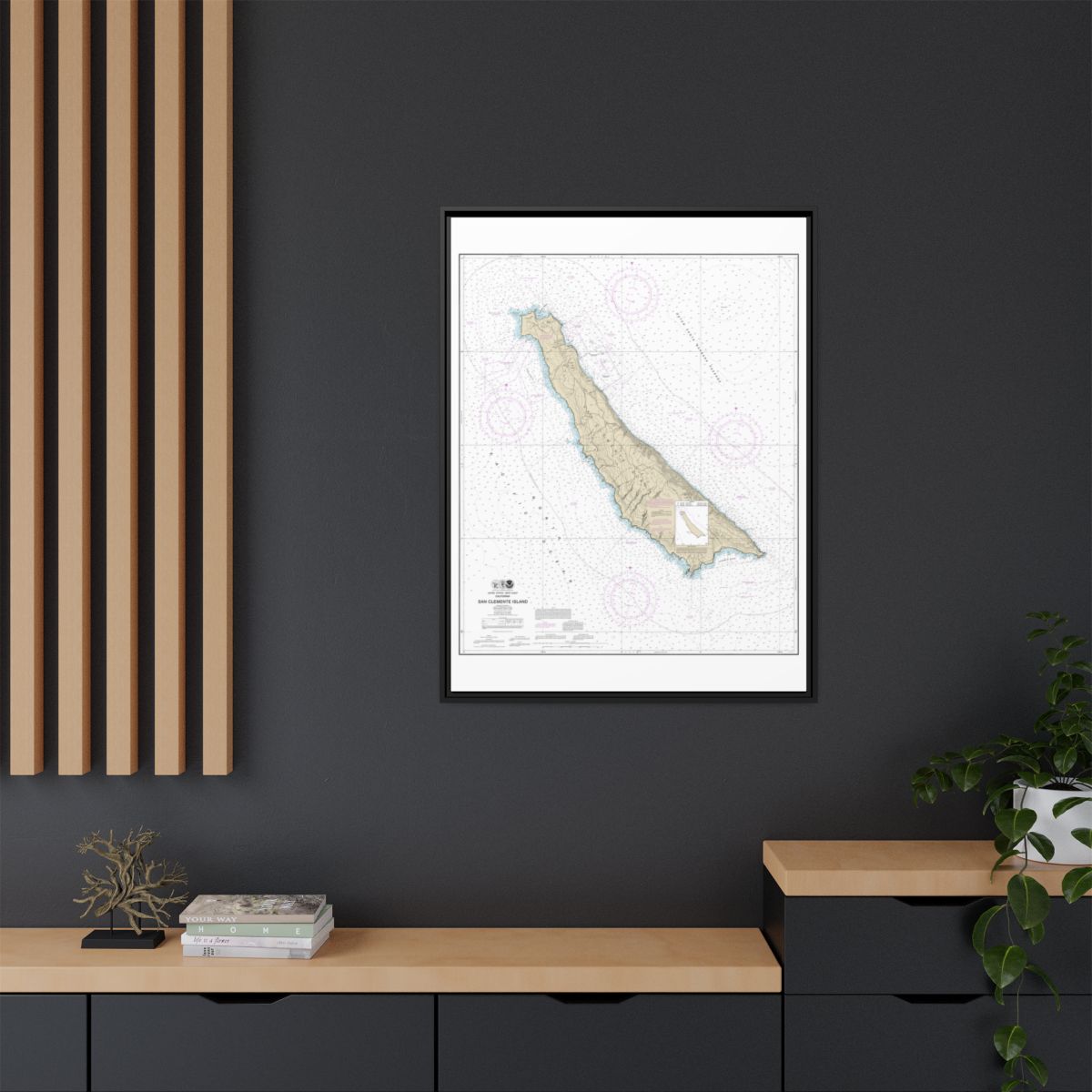 Chart 18762 San Clemente Island - NOAA Nautical Chart Floating Frame Canvas | 24" x 32" | 30" x 40" - Black context-2
