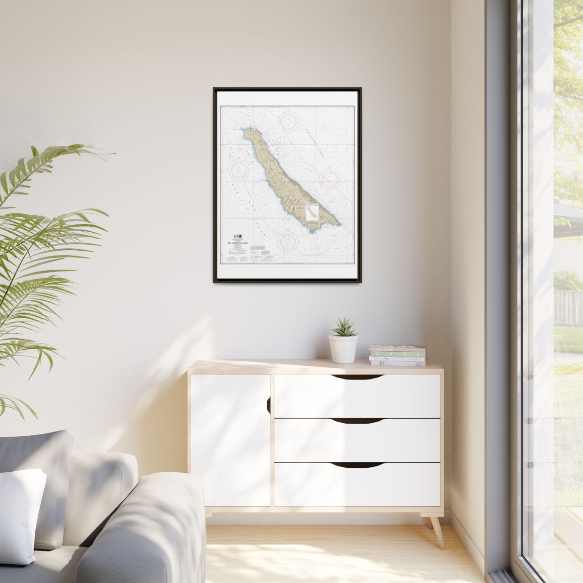 Chart 18762 San Clemente Island - NOAA Nautical Chart Floating Frame Canvas | 24" x 32" | 30" x 40" - Espresso context-1