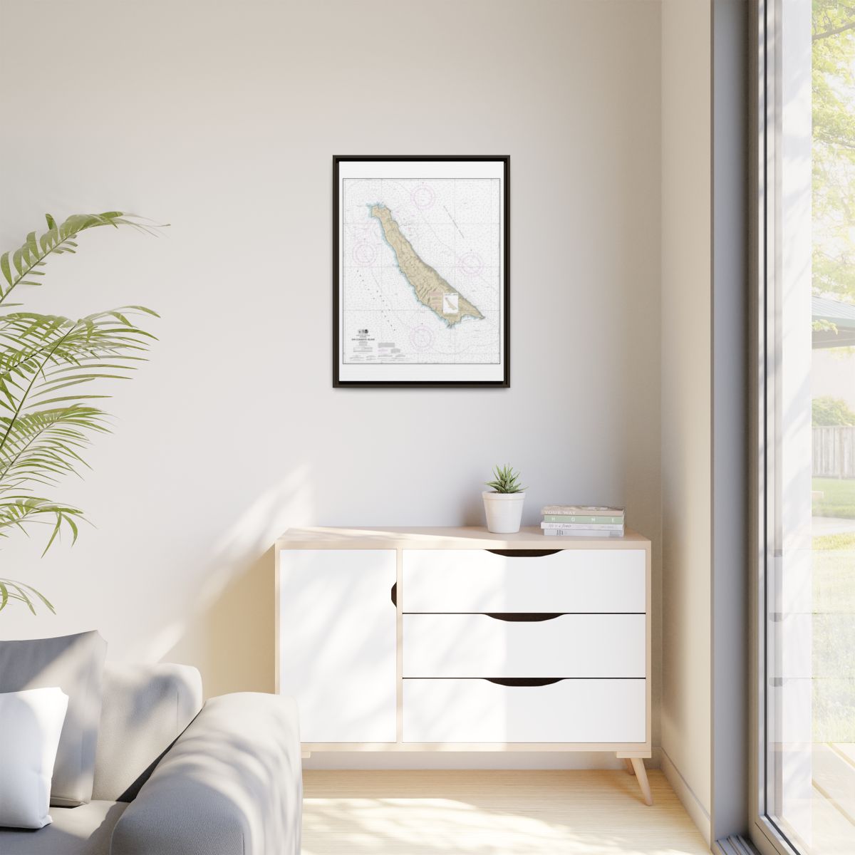 Chart 18762 San Clemente Island - NOAA Nautical Chart Floating Frame Canvas | 24" x 32" | 30" x 40" - Espresso context-1