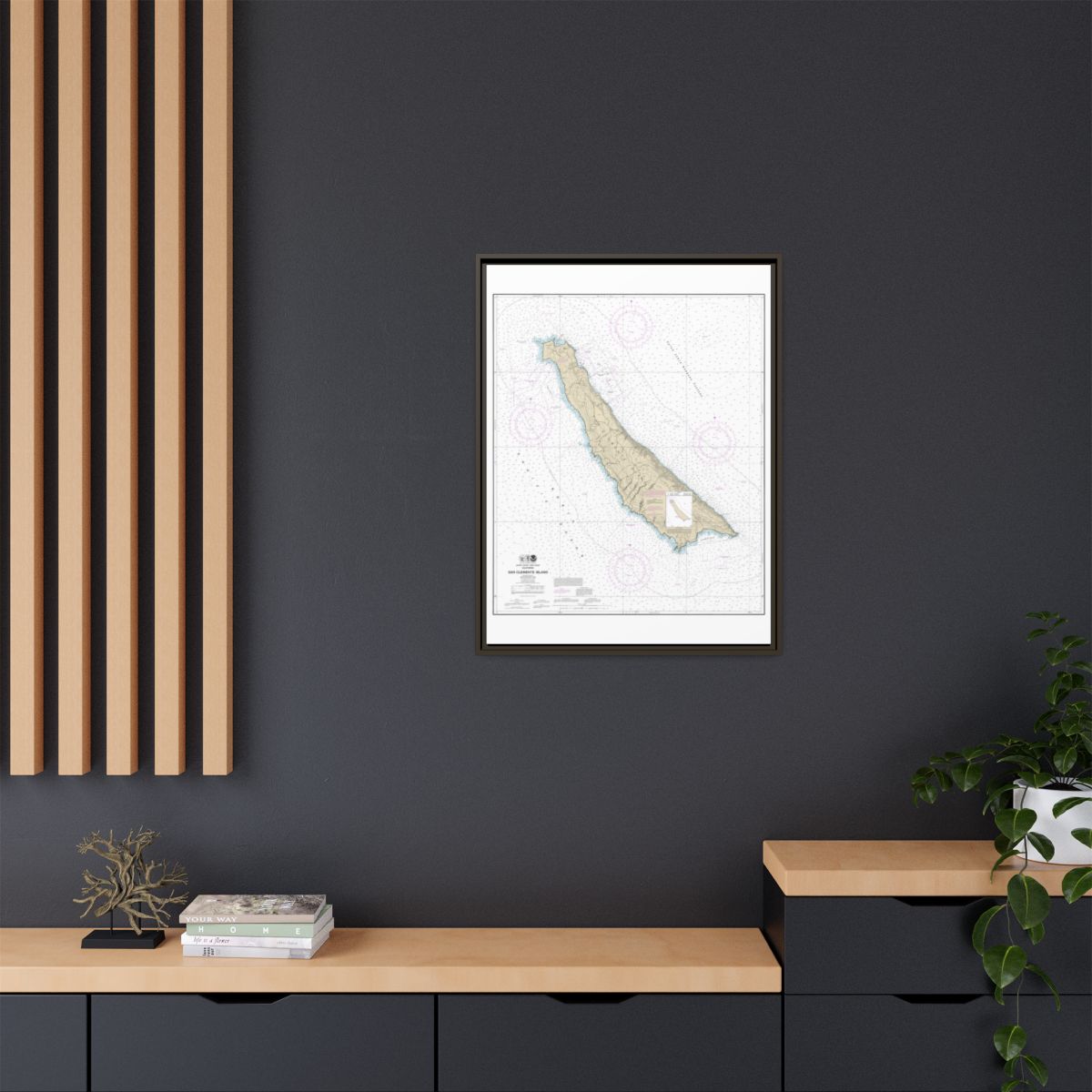 Chart 18762 San Clemente Island - NOAA Nautical Chart Floating Frame Canvas | 24" x 32" | 30" x 40" - Espresso context-2