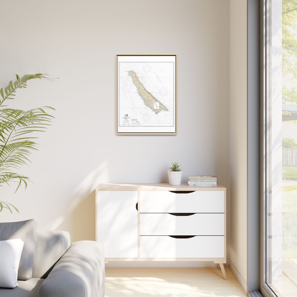 Chart 18762 San Clemente Island - NOAA Nautical Chart Floating Frame Canvas | 24" x 32" | 30" x 40" - Natural context-1
