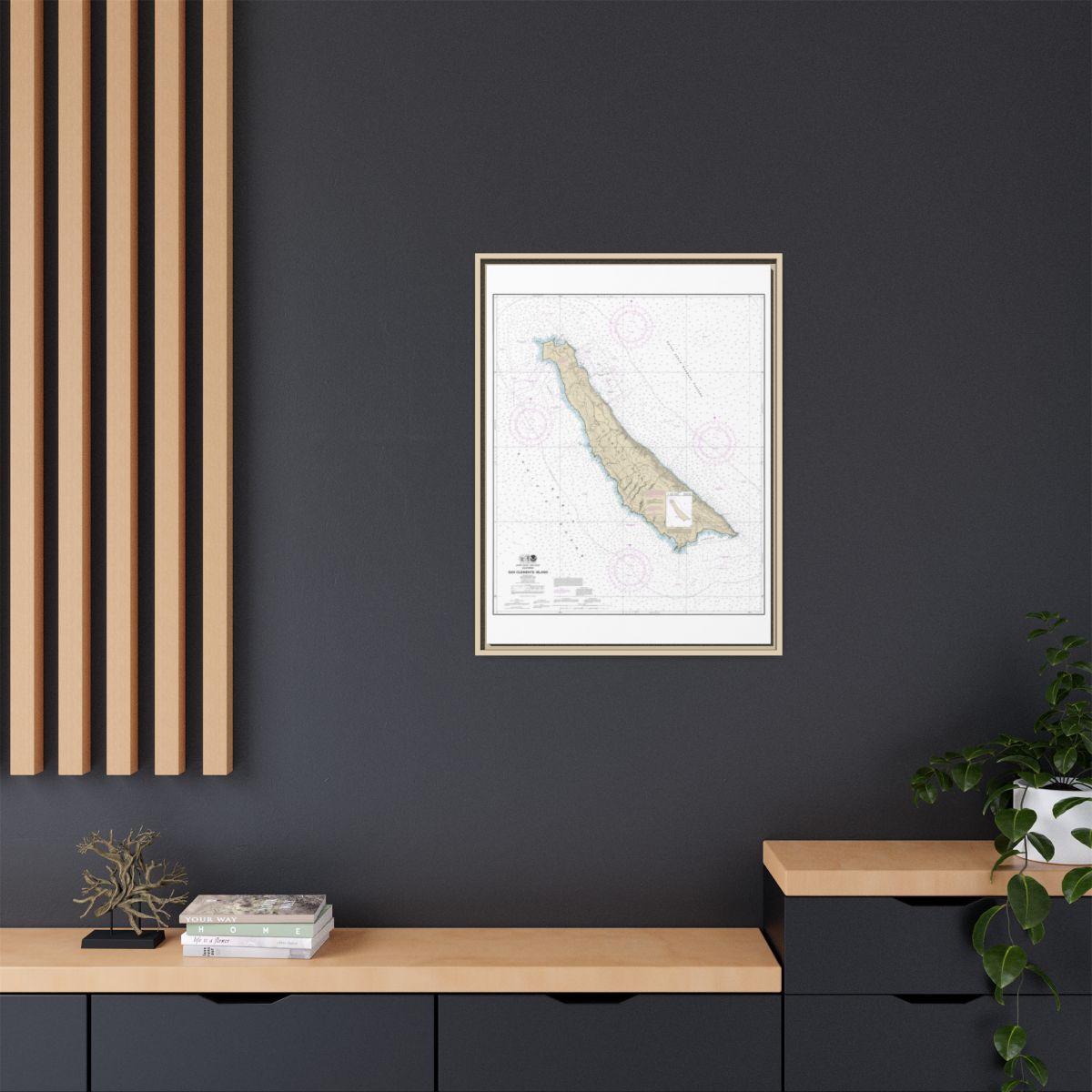 Chart 18762 San Clemente Island - NOAA Nautical Chart Floating Frame Canvas | 24" x 32" | 30" x 40" - Natural context-2