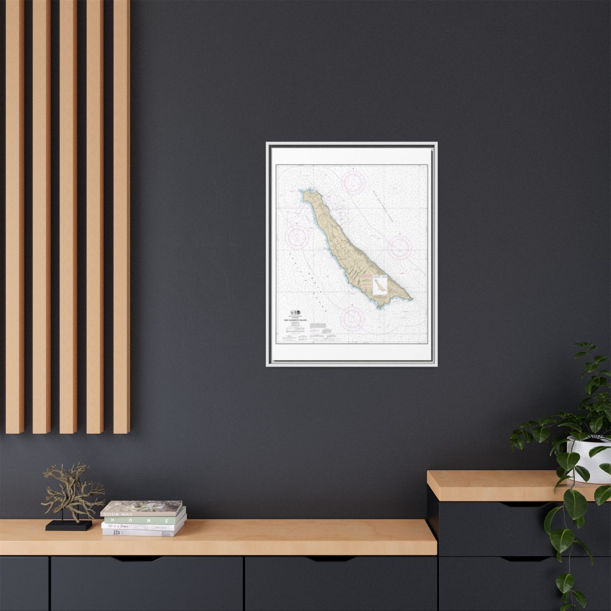 Chart 18762 San Clemente Island - NOAA Nautical Chart Floating Frame Canvas | 24" x 32" | 30" x 40" - White context-2