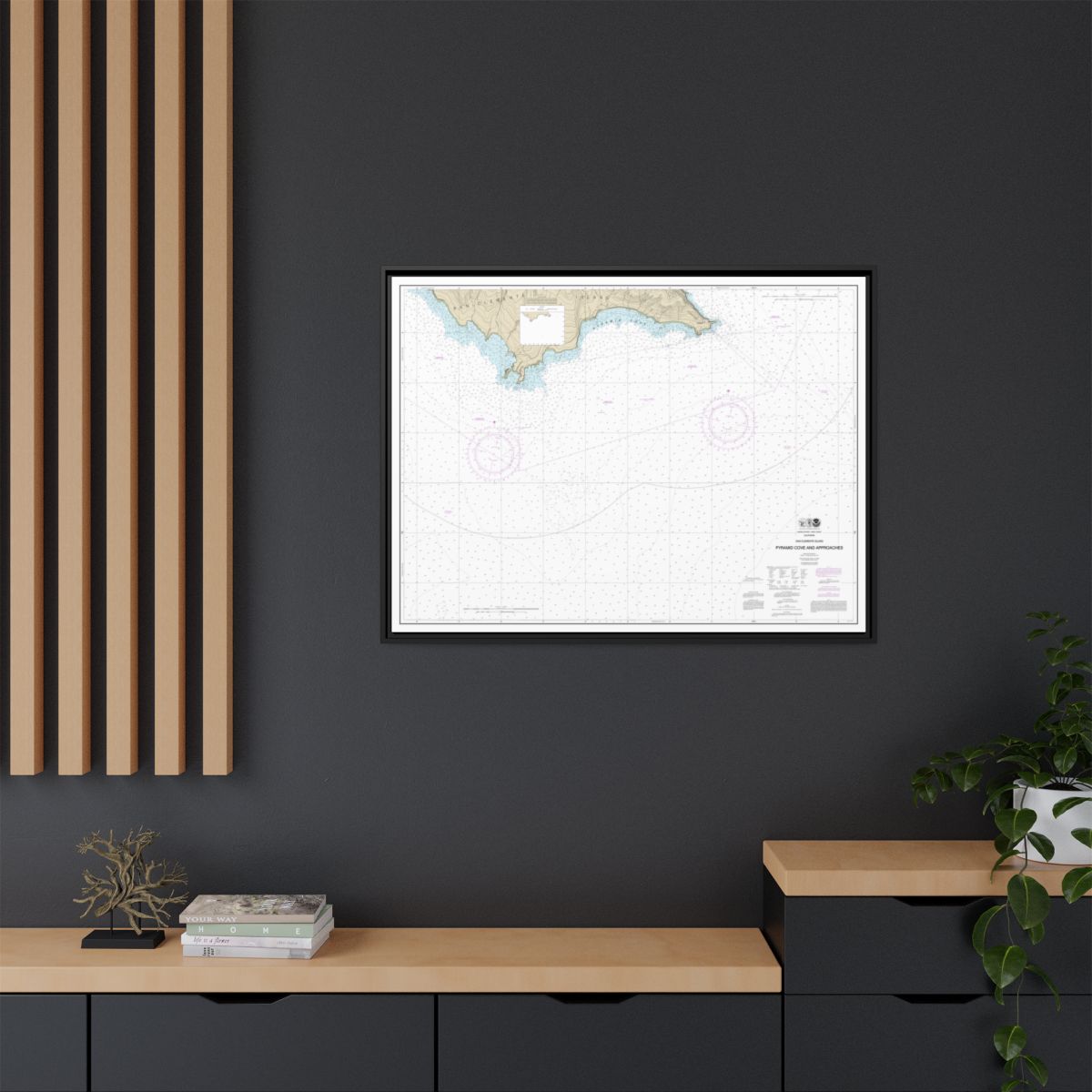 Chart 18764 San Clemente Island Pyramid Cove and approaches - NOAA Nautical Chart Floating Frame Canvas | 32" x 24" | 40" x 30" - Black context-2