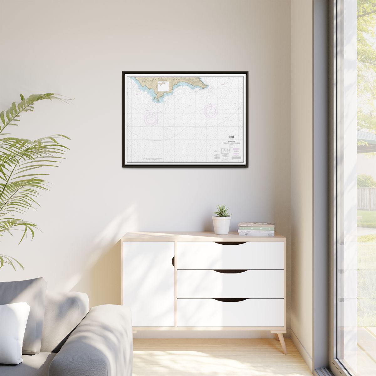 Chart 18764 San Clemente Island Pyramid Cove and approaches - NOAA Nautical Chart Floating Frame Canvas | 32" x 24" | 40" x 30" - Espresso context-1