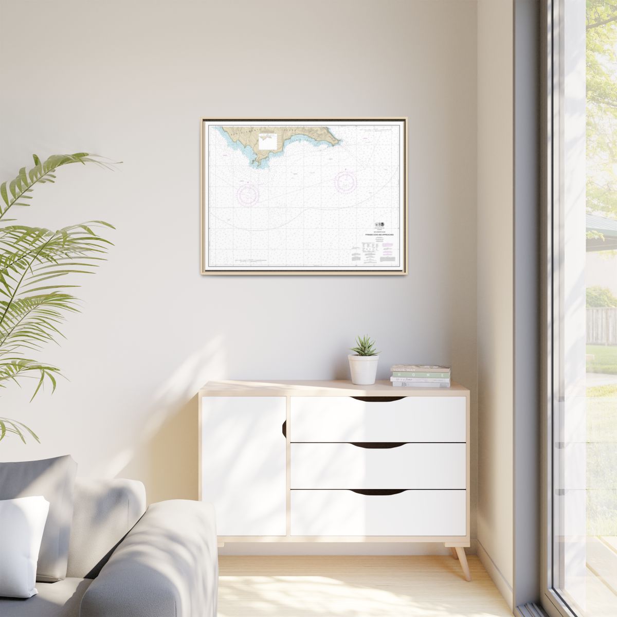 Chart 18764 San Clemente Island Pyramid Cove and approaches - NOAA Nautical Chart Floating Frame Canvas | 32" x 24" | 40" x 30" - Natural context-1