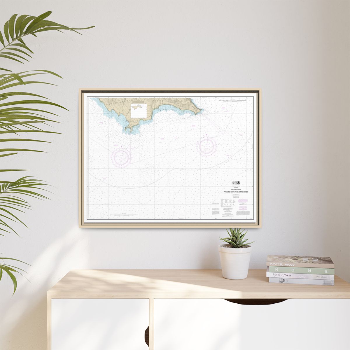 Chart 18764 San Clemente Island Pyramid Cove and approaches - NOAA Nautical Chart Floating Frame Canvas | 32" x 24" | 40" x 30" - Natural context-1