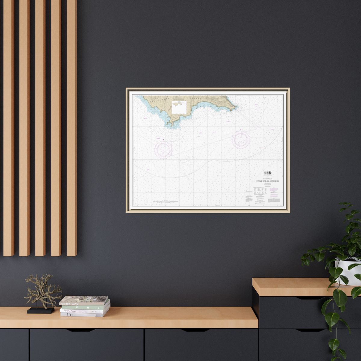 Chart 18764 San Clemente Island Pyramid Cove and approaches - NOAA Nautical Chart Floating Frame Canvas | 32" x 24" | 40" x 30" - Natural context-2