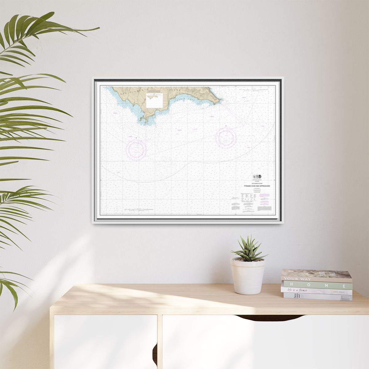 Chart 18764 San Clemente Island Pyramid Cove and approaches - NOAA Nautical Chart Floating Frame Canvas | 32" x 24" | 40" x 30" - White context-1