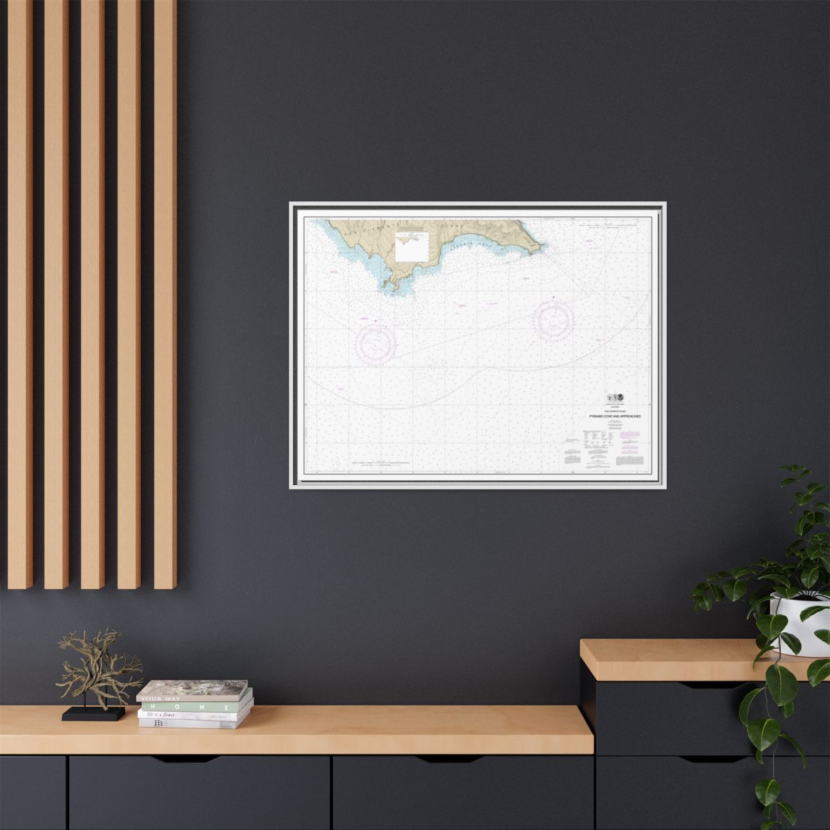 Chart 18764 San Clemente Island Pyramid Cove and approaches - NOAA Nautical Chart Floating Frame Canvas | 32" x 24" | 40" x 30" - White context-2