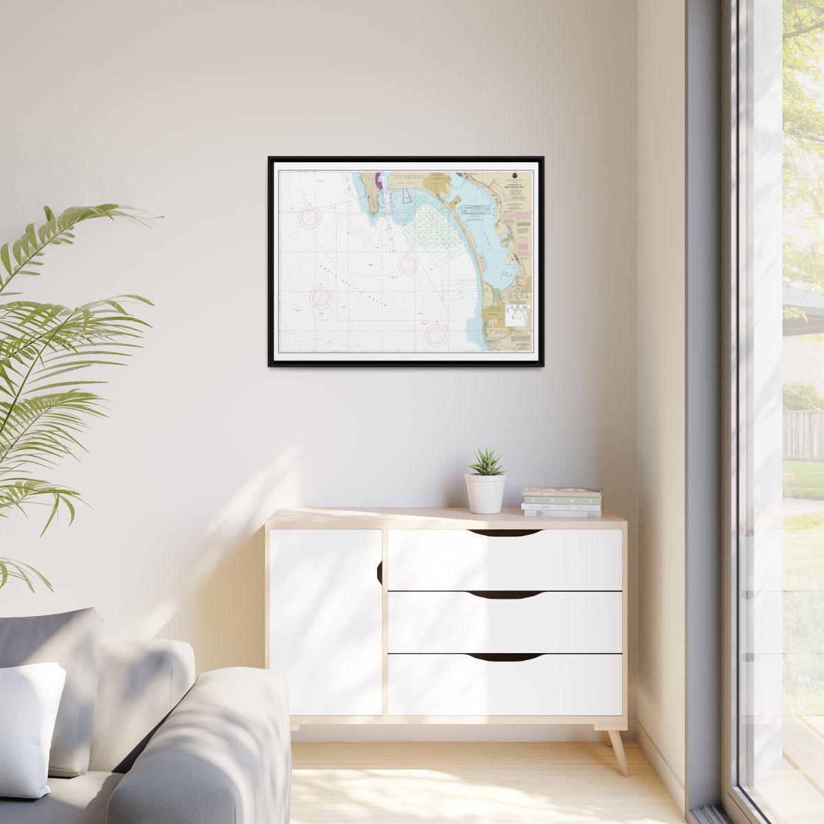 Chart 18772 Approaches to San Diego Bay - NOAA Nautical Chart Floating Frame Canvas | 32" x 24" | 40" x 30" - Black context-1