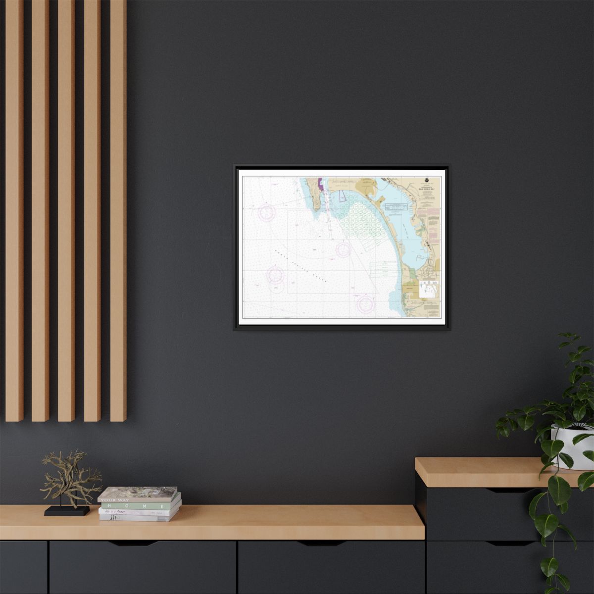Chart 18772 Approaches to San Diego Bay - NOAA Nautical Chart Floating Frame Canvas | 32" x 24" | 40" x 30" - Black context-2