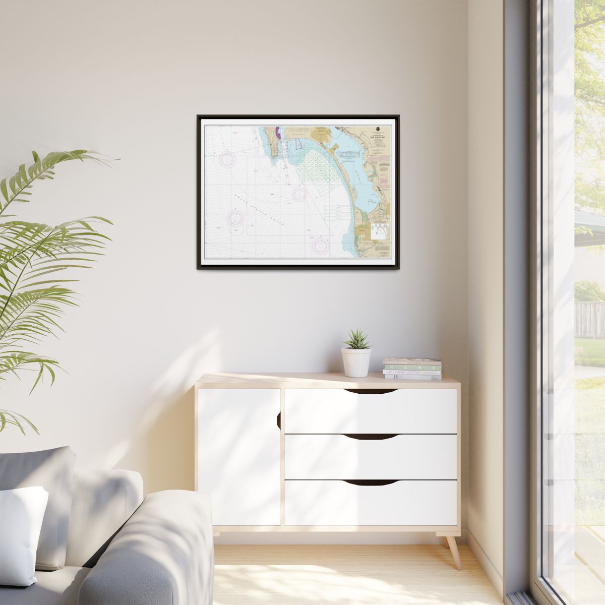 Chart 18772 Approaches to San Diego Bay - NOAA Nautical Chart Floating Frame Canvas | 32" x 24" | 40" x 30" - Espresso context-1