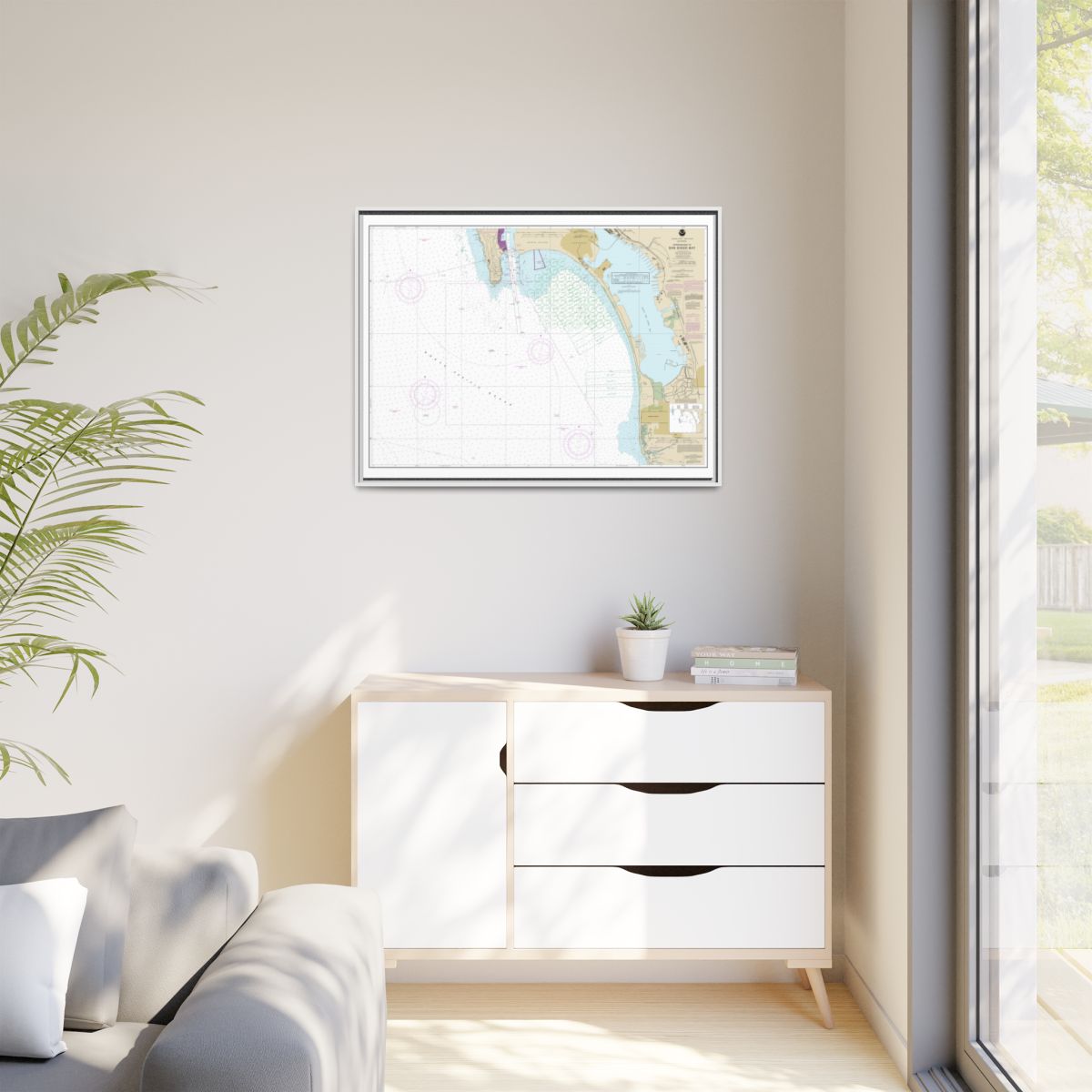 Chart 18772 Approaches to San Diego Bay - NOAA Nautical Chart Floating Frame Canvas | 32" x 24" | 40" x 30" - White context-1