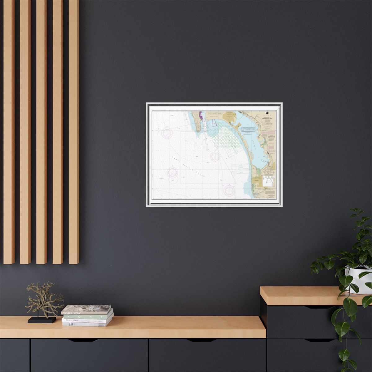 Chart 18772 Approaches to San Diego Bay - NOAA Nautical Chart Floating Frame Canvas | 32" x 24" | 40" x 30" - White context-2