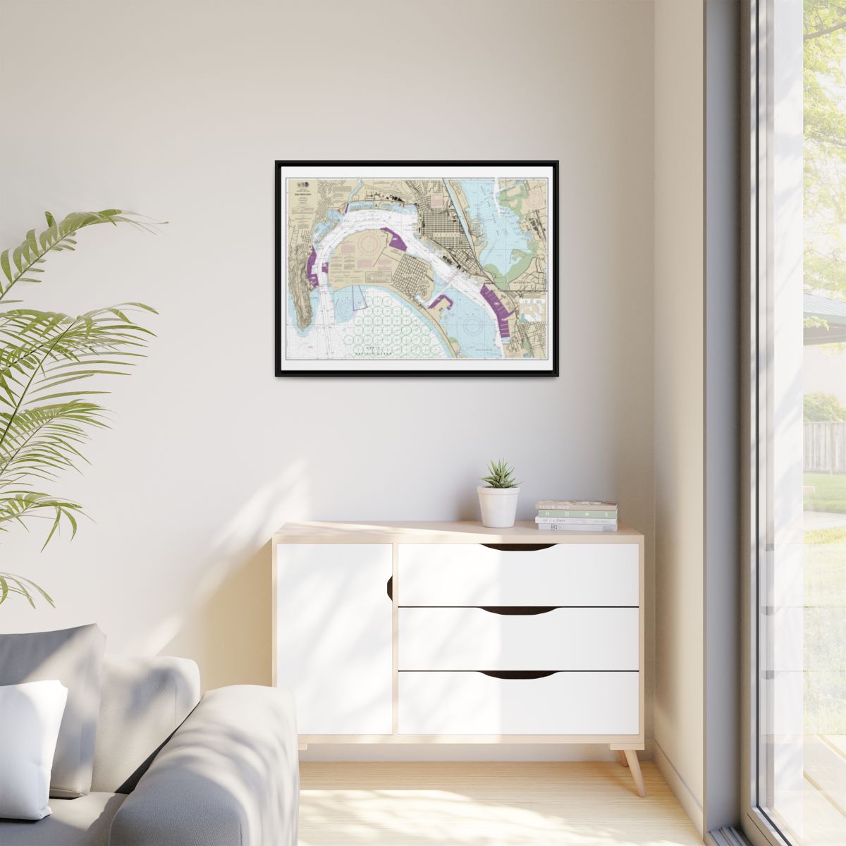 Chart 18773 San Diego Bay - NOAA Nautical Chart Floating Frame Canvas | 32" x 24" | 40" x 30" - Black context-1