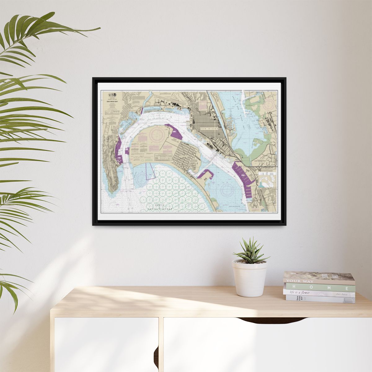 Chart 18773 San Diego Bay - NOAA Nautical Chart Floating Frame Canvas | 32" x 24" | 40" x 30" - Black context-1